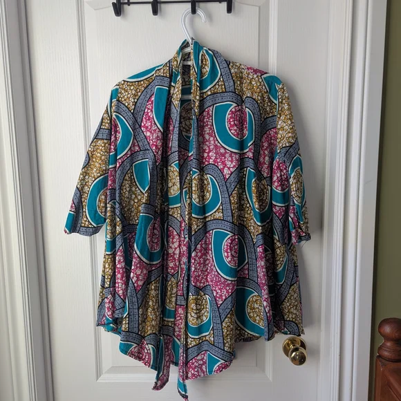 Colorful Patterned Kimono Cardigan - Picture 1 of 6